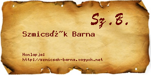 Szmicsák Barna névjegykártya